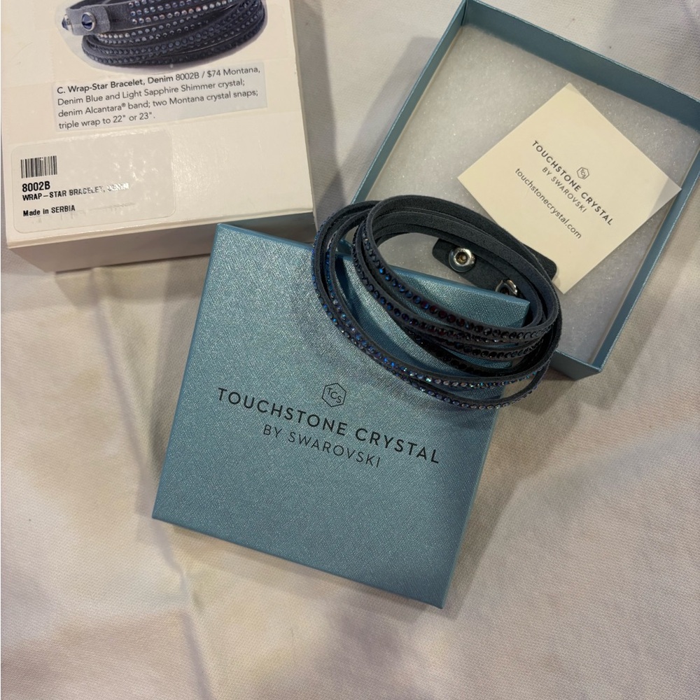 NWT Touchstone by Swarovski wrap Star bracelet in old school DENIM! - Picture 3 of 6